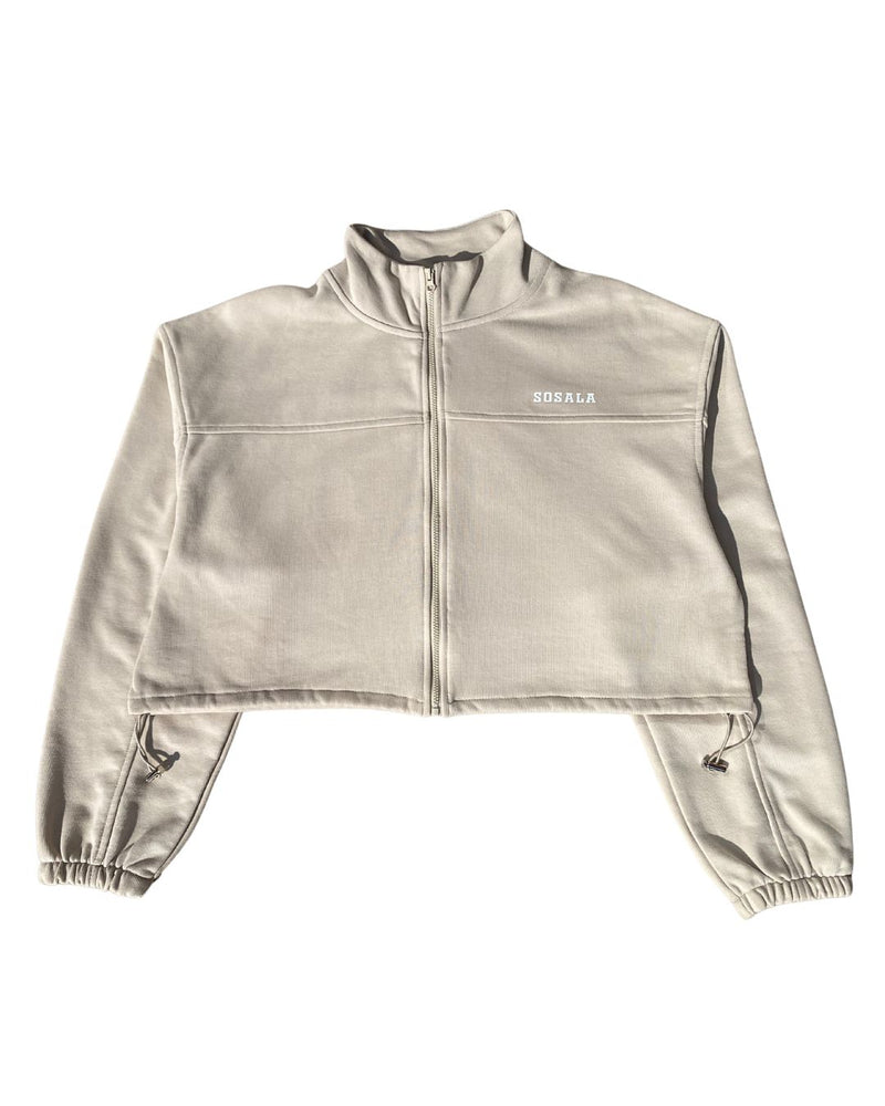 Zip Through Sweater - Iced Oat