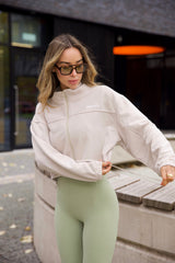 Zip Through Sweater in Iced Oat