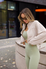 Zip Through Sweater in Iced Oat