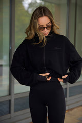 Zip Through Sweater in Black