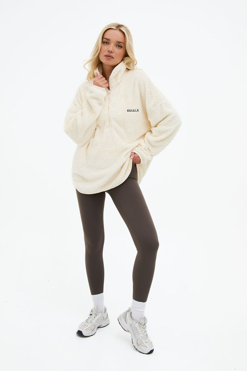 Quarter Zip Fleece Off White SOSALA