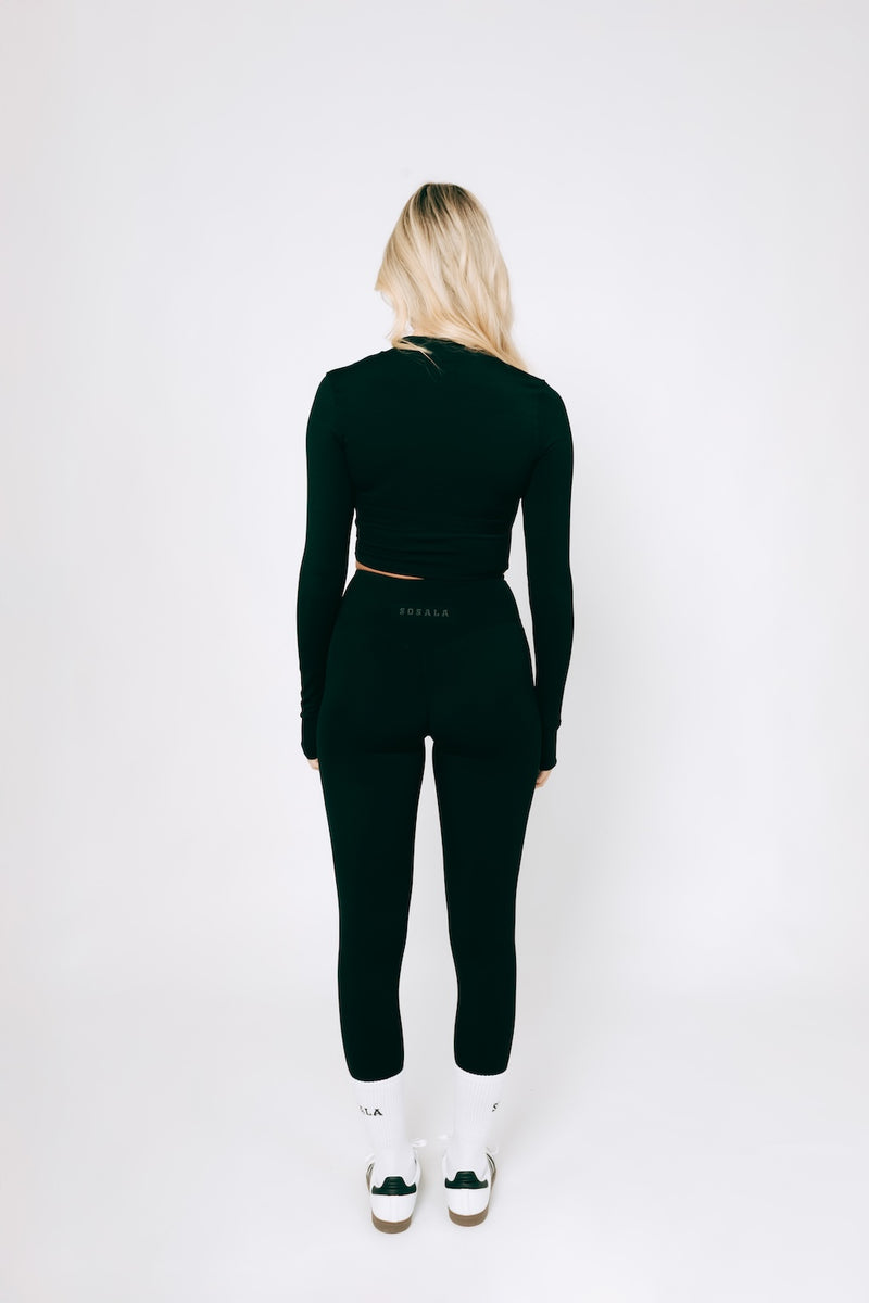 Long Sleeve Zip Top - Dark Roast (Black)