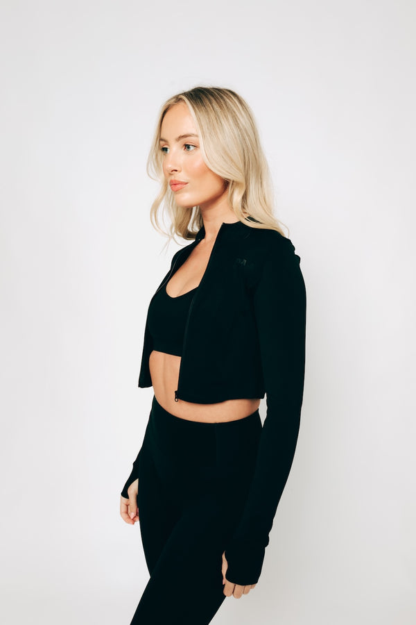 Long Sleeve Zip Top - Dark Roast (Black)